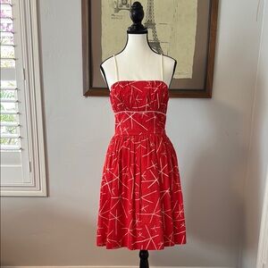 Anthropologie Red Geometric Sundress seen on Zooey Deschanel on 'New Girl'!